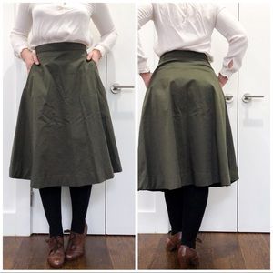 Olive Green A-Line Circle Skirt